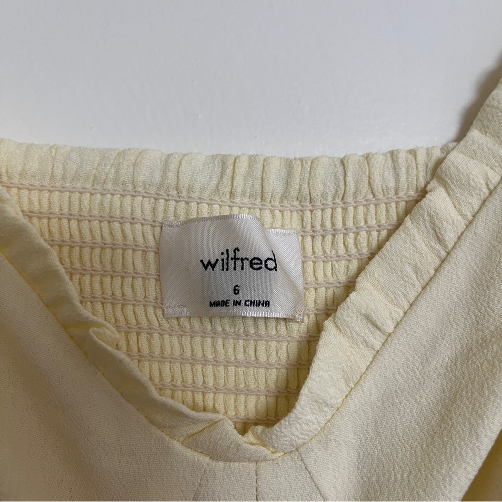 Aritzia Wilfred Fable Whipped Butter Yellow Pastel Viscose Rayon Mini Dress sz 6 - Picture 10 of 14